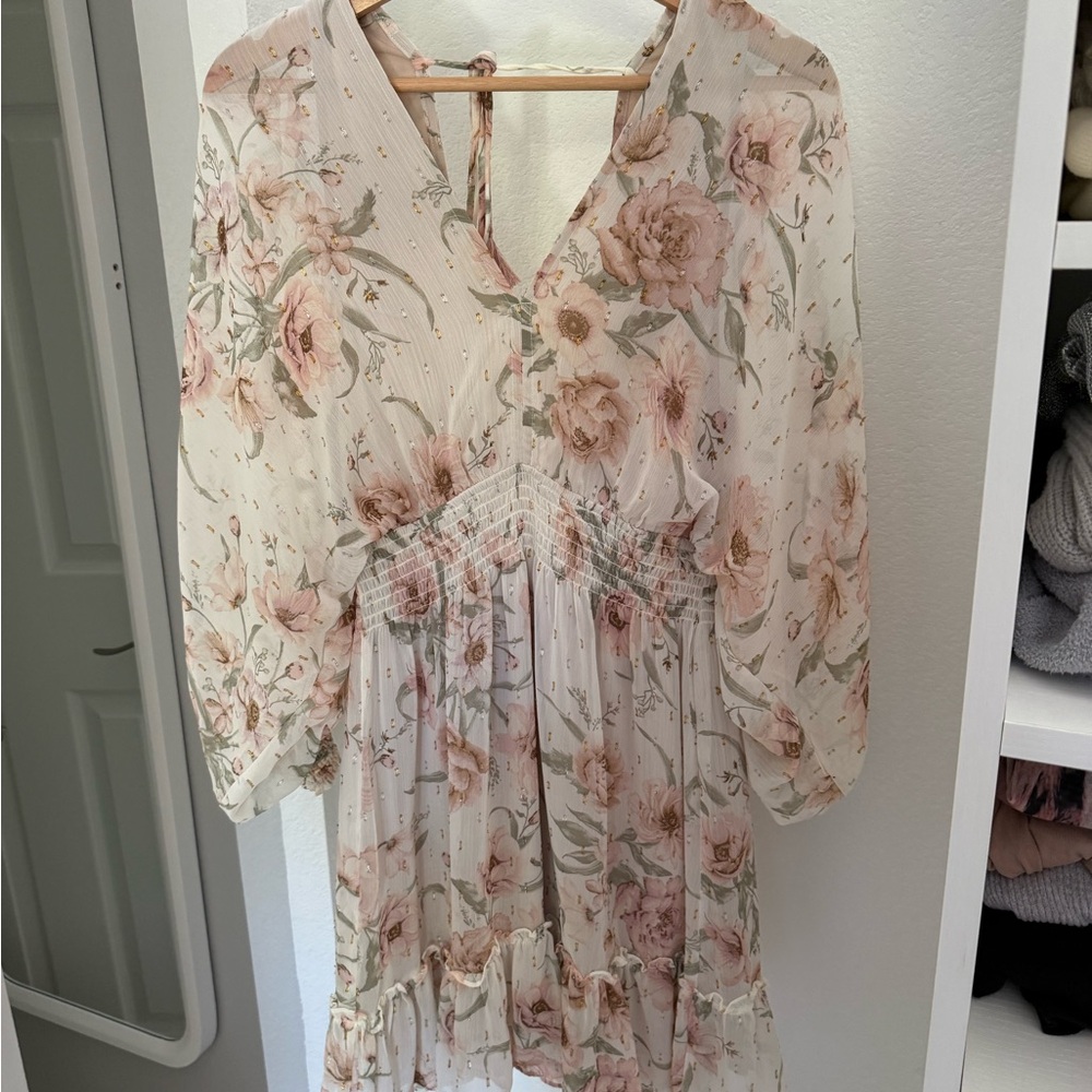 Lovestitch Floral Blouse - Cream and Pink